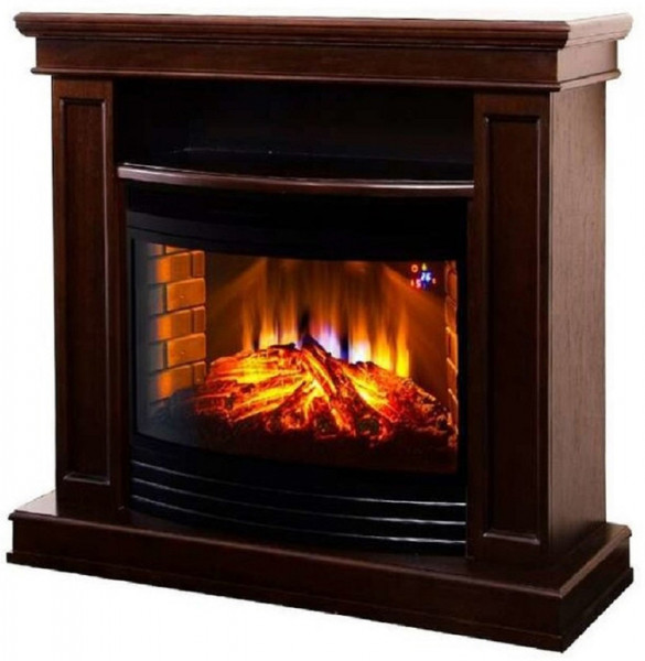 Электрокамин с широким очагом 2D InterFlame Стаффорд универсальная полка (темный дуб) с очагом Panoramic 25 LED FX QZ