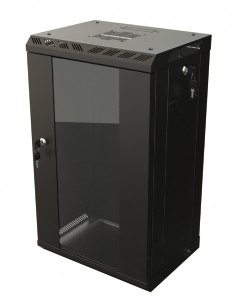Шкаф телекоммуникационный настенный Hyperline TDB, 10", 12U, 650х370х300 мм (ВхШхГ), дверь: стекло, боковая панель: сплошная съемная, разборный, цвет: чёрный