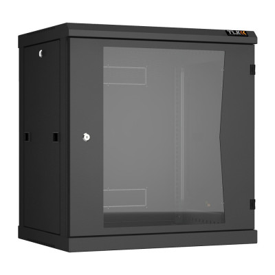 Шкаф телекоммуникационный настенный TLK Classic II, 19", 12U, 636х600х450 мм (ВхШхГ), дверь: стекло, боковая панель: сплошная съемная, разборный, цвет: чёрный