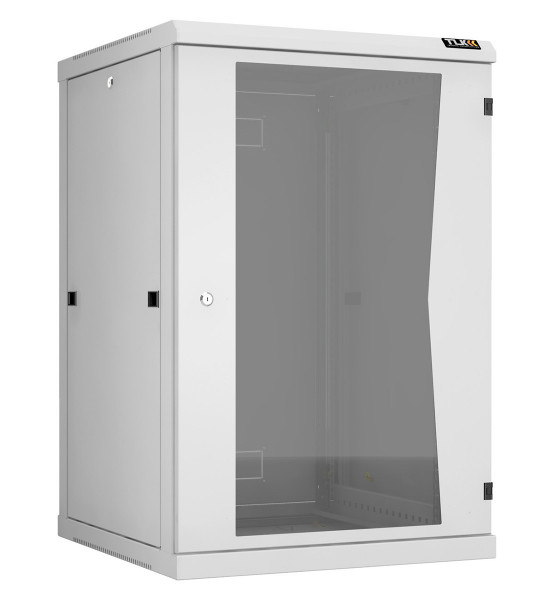 Шкаф телекоммуникационный настенный TLK Classic II, 19", 18U, 904х600х600 мм (ВхШхГ), дверь: стекло, боковая панель: сплошная съемная, разборный, цвет: серый