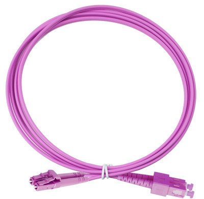 Коммутационный шнур оптический Eurolan Tight Buffer, Duplex SC/LC, OM4 50/125, LSZH (нг(A)-HF), 2м, цвет: пурпурный, (41F-40-SC-LC-02)
