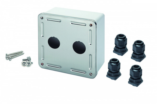 Коробка для настенного монтажа Eurolan, вводов: 3, внешняя, 128х66 мм (ВхШ), 2 модуля, цвет: белый