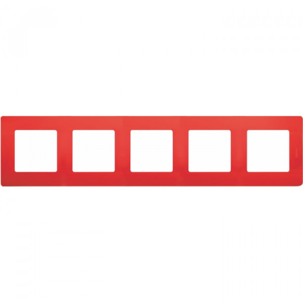 Рамка Legrand Etika, 5 постов, 86х370х10 мм (ВхШхГ), плоская, универсальный, цвет: красный (LEG.672535)