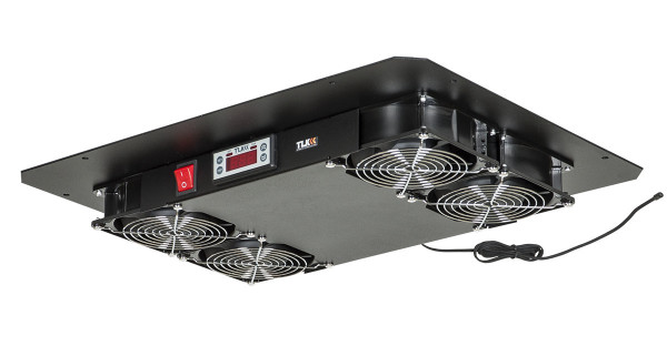 Вентиляторный модуль TLK, термостат, 220V, 57х490х380 мм (ВхШхГ), вентиляторов: 4, 51 дБ, поток: 660 м3/ч, для напольного шкафа, цвет: чёрный