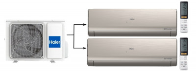 Мульти сплит система на 2 комнаты Haier 2U40S2SM1FA/AS09NS6ERA-G*2шт