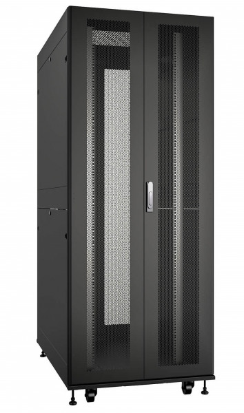 Шкаф серверный напольный Cabeus, IP20, 47U, 2277х800х1200 мм (ВхШхГ), дверь: двойная распашная, перфорация, задняя дверь: двойная распашная, перфорация, боковая панель: сплошная съемная, разборный, цвет: чёрный, (ND-SC-47U80/120-BK)