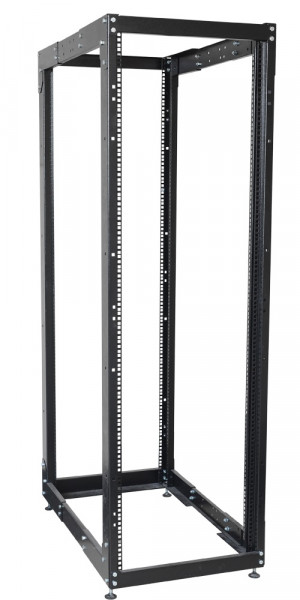 Стойка открытая 19" ITK LINEA F, телекоммуникационная, 24U, 1224х600х800 мм (ВхШхГ), двухрамная, цвет: чёрный, (регулируемая по глубине)