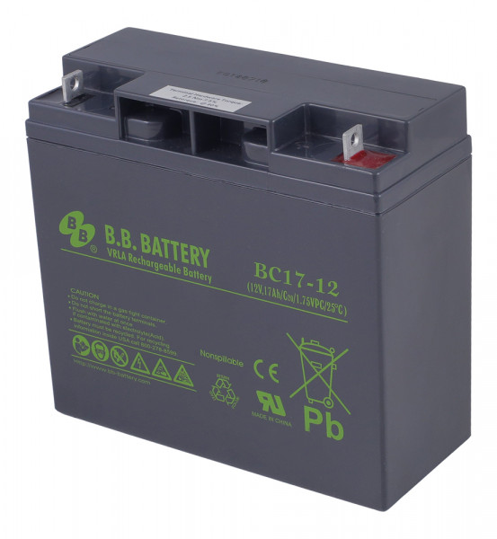 Аккумулятор для ИБП B.B.Battery BC, 166х76х181 мм (ВхШхГ),  необслуживаемый электролитный,  12V/17 Ач, (BB.BC 17-12)