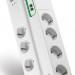 Блок силовых розеток APC, вертикальный, неуправляемый, Shuko х 8, вход Schuko, шнур 3 м, 62х327х110 мм (ВхШхГ), 10А, выключатель, RJ-11, для коаксиал.кабеля, белый