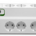 Блок силовых розеток APC, вертикальный, неуправляемый, Shuko х 8, вход Schuko, шнур 3 м, 62х327х110 мм (ВхШхГ), 10А, выключатель, RJ-11, для коаксиал.кабеля, белый