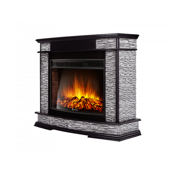 Электрокамин с широким очагом 2D Electrolux EFP/P-2720RLS с порталом Firelight Scala 25 сланец скалистый серый, шпон венге