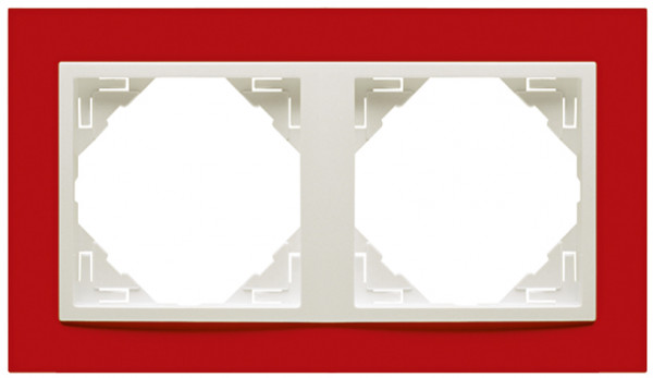 Рамка Efapel Logus90, 2 поста, плоская, универсальная, цвет: красный/лёд, линейка "Анимато" (90920 TVG)