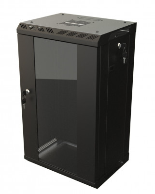 Шкаф телекоммуникационный настенный Hyperline TDB, 10", 15U, 775х370х300 мм (ВхШхГ), дверь: стекло, боковая панель: сплошная съемная, разборный, цвет: чёрный