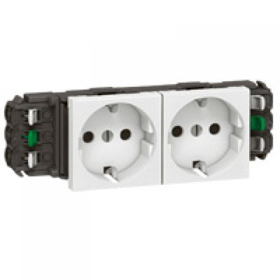 Розетка электрическая Legrand Mosaic, 2x2к+З, 16А, 2x45x45, шторки защитные, цвет: белый