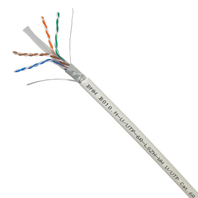 Кабель витая пара BNH, U/UTP, 4 пар., кат. 6A, проводник Ø 0,57мм, AWG23, LSZH (нг(A)-HF), 250МГц, 1м (бухта 305м), тип прокладки: внутри зданий, цвет: белый