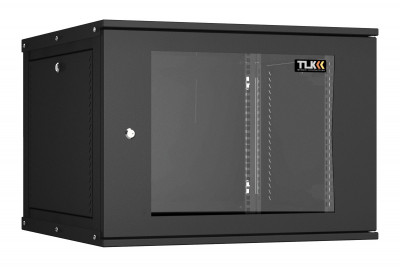 Шкаф телекоммуникационный настенный TLK Lite, 19", 9U, 436х600х600 мм (ВхШхГ), дверь: стекло, боковая панель: сплошная съемная, разборный, цвет: чёрный