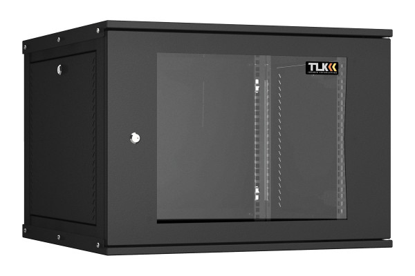 Шкаф телекоммуникационный настенный TLK Lite, 19", 9U, 436х600х600 мм (ВхШхГ), дверь: стекло, боковая панель: сплошная съемная, разборный, цвет: чёрный