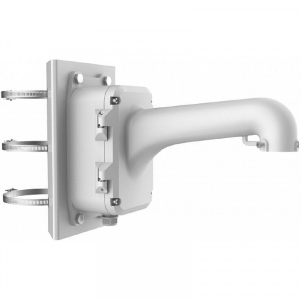 Кронштейн HIKVISION, 139,3х222х422 (ШхГхВ), на столб, для систем видеонаблюдения, материал: алюминий, с резиновой прокладкой, цвет: белый