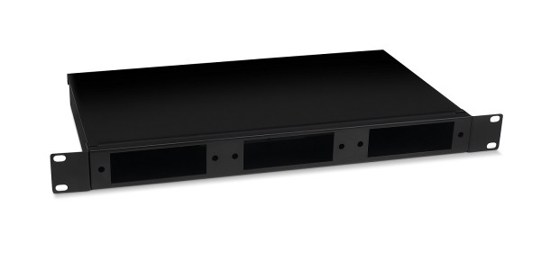 Бокс оптический Cabeus, портов: 24, 48 хОВ, 1U, 44х410х210 мм (ВхШхГ), цвет: чёрный, (FO-19-3FP-BK)