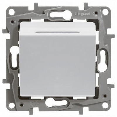 Выключатель Legrand Etika, под ключ-карту, с подсветкой, внутренняя, 75,8х75,8 мм (ВхШ), цвет: белый, с выдержкой времени (672293)