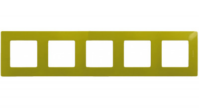 Рамка Legrand Etika, 5 постов, 86х370х10 мм (ВхШхГ), плоская, универсальный, цвет: зеленый папоротник (LEG.672545)