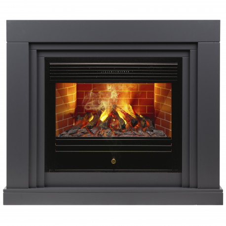 Электрокамин с широким очагом 3D Real-Flame Stanley 26 GR с очагом 3D Novara