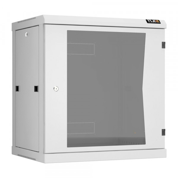 Шкаф телекоммуникационный настенный TLK Classic II, 19", 12U, 636х600х450 мм (ВхШхГ), дверь: стекло, боковая панель: сплошная съемная, разборный, цвет: серый