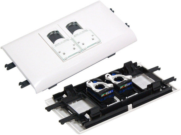 Розетка в сборе Legrand Mosaic, 2x RJ45, кат. 5е, неэкр., 65х110 мм (ВхШ), упаковка: 10 шт, цвет: белый, (LEG.078663)