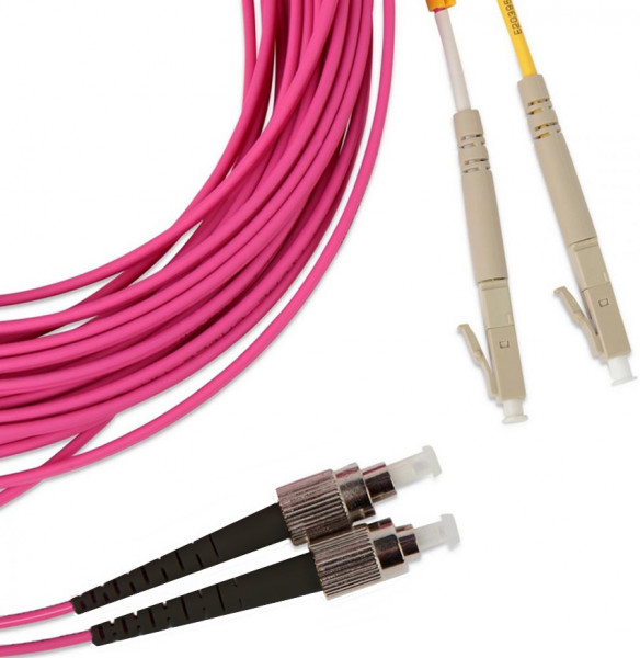 Коммутационный шнур оптический Hyperline, Duplex LC/FC, OM4 50/125, LSZH, Ø 2мм, 20м, цвет: маджента, (FC-D2-504-FC/PR-LC/PR-H-20M-LSZH-MG)