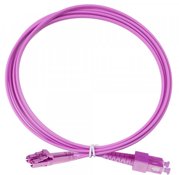 Коммутационный шнур оптический Eurolan Tight Buffer, Duplex SC/LC, OM4 50/125, LSZH (нг(A)-HF), 7м, цвет: пурпурный, (41F-40-SC-LC-07)