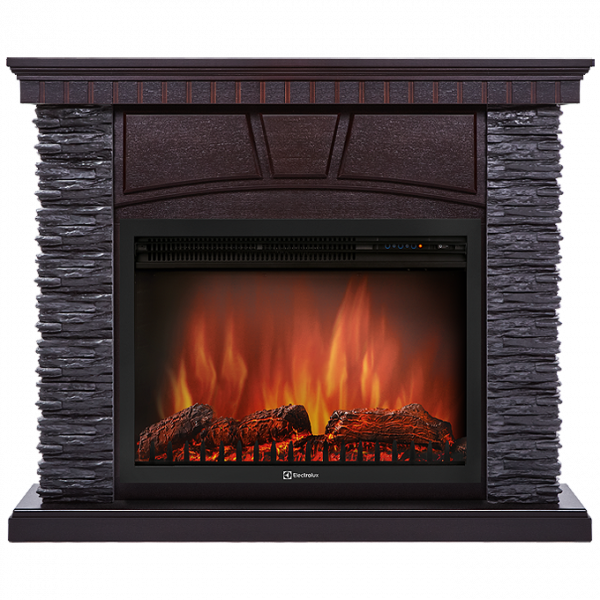 Электрокамин с широким очагом 2D Electrolux EFP/P-2720RLS с порталом Firelight Porto 25 сланец черный, венге