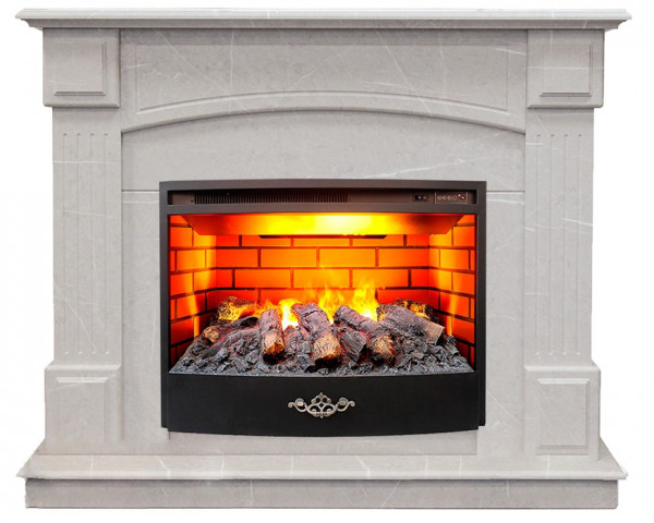 Электрокамин с широким очагом 3D Real-Flame CAROLINA MARBLE 24/25.5 WT-F714 с очагом FIRESTAR 25.5 3D