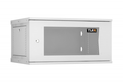 Шкаф телекоммуникационный настенный TLK Lite, 19", 6U, 303х600х450 мм (ВхШхГ), дверь: стекло, боковая панель: сплошная съемная, разборный, цвет: серый