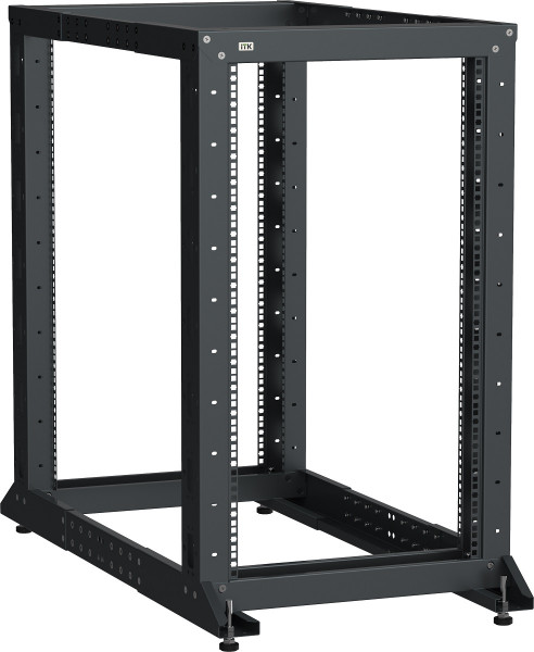 Стойка открытая 19" ITK LINEA F, телекоммуникационная, 24U, 1227х600х1000 мм (ВхШхГ), двухрамная, цвет: чёрный, (регулируемая глубина)