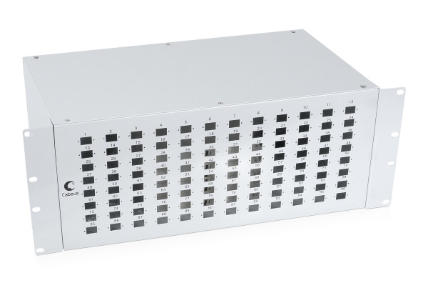 Бокс оптический Cabeus, портов: 96, SC (LC duplex), 192 хОВ, 4U, 176х410х200 мм (ВхШхГ), цвет: серый, (FO-19-96SC)