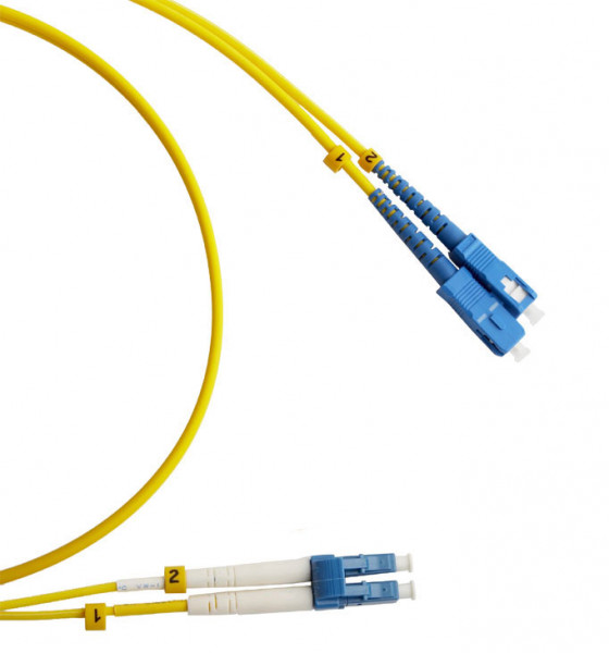 Коммутационный шнур оптический Hyperline, Duplex LC/SC (UPC), OS2 9/125, LSZH, Ø 2мм, 10м, цвет: жёлтый, (FC-D2-9-LC/UR-SC/UR-H-10M-LSZH-YL)
