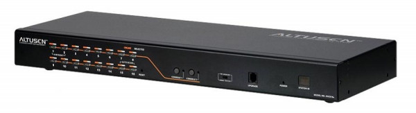 Переключатель KVM Aten, Altusen, портов: 16, 44х155,8х437,2 мм (ВхШхГ), USB, RJ45, PS/2, цвет: чёрный
