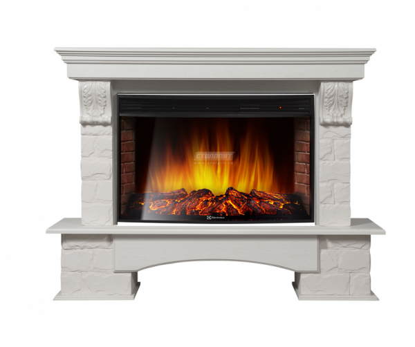 Электрокамин с широким очагом 2D Electrolux EFP/P-3320RLS с порталом Firelight Forte 30S белый, беленый дуб