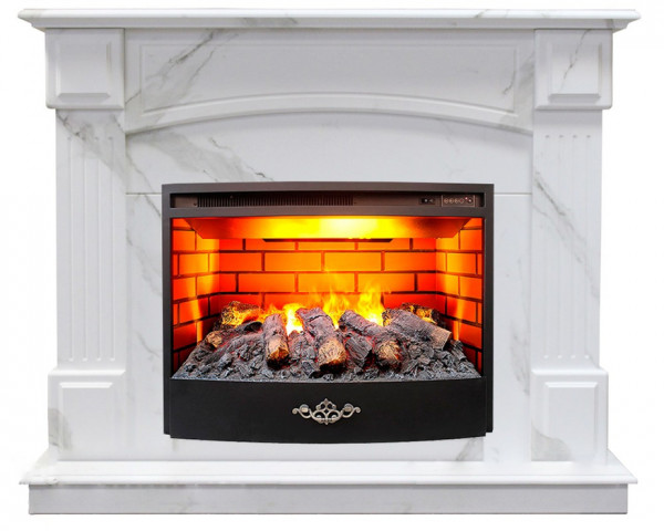 Электрокамин с широким очагом 3D Real-Flame CAROLINA MARBLE 24/25.5 WT-F512 с очагом FIRESTAR 25.5 3D