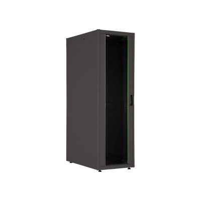 Шкаф телекоммуникационный напольный Lande DYNAmic Basic, IP20, 42U, 2010х600х800 мм (ВхШхГ), дверь: стекло, задняя дверь: металлическая стенка, боковая панель: сплошная съемная, разборный, цвет: чёрный, (LN-DB42U6080-BL-111-F)