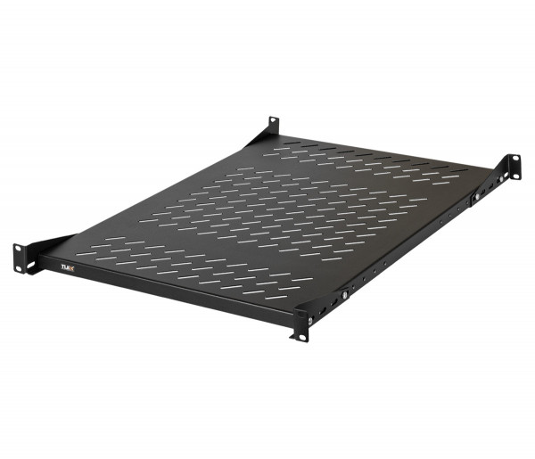 Полка TLK, перфорированная, стационарная, 1U, 44,45х660 мм (ВхГ), нагрузка до 150 кг, для напольного шкафа, с комплектом крепежа, цвет: чёрный