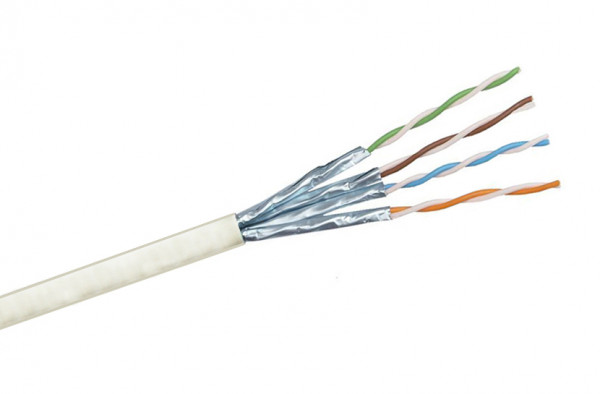 Кабель витая пара BNH, U/FTP, 4 пар., кат. 6A, проводник Ø 0,57мм, AWG23, LSZH (нг(A)-HF), 500МГц, 1м (бухта 305м), тип прокладки: внутри зданий, цвет: белый