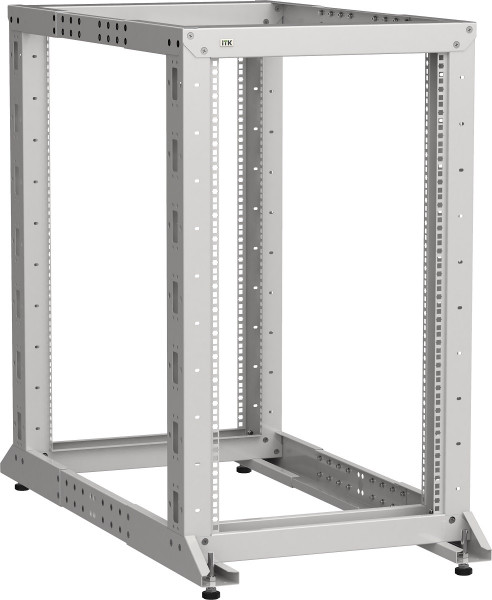 Стойка открытая 19" ITK LINEA F, телекоммуникационная, 24U, 1227х600х1000 мм (ВхШхГ), двухрамная, цвет: серый, (регулируемая глубина)