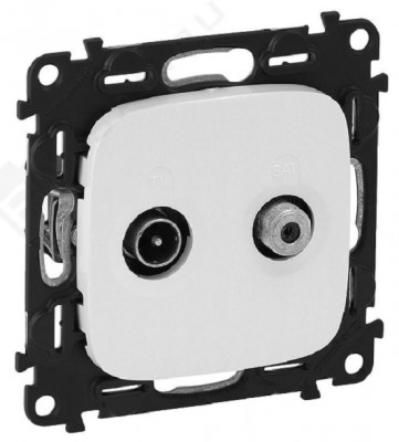 Розетка в сборе Legrand Valena Allure, 2x TV/SAT, экр., внешняя, 51х58 мм (ВхШ), цвет: белый, (LEG.753758)