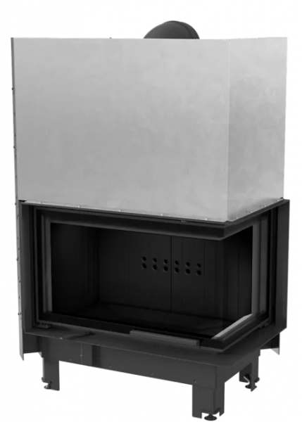 Угловая правая дровяная топка Kratki MBO/P/BS/G/SG (гнутое стекло) черная футеровка
