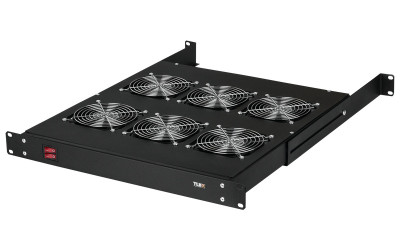 Полка с вентиляторами TLK, без кабеля питания, 220V, 520 мм Г, вентиляторов: 6, 53 дБ, поток: 990 м3/ч, для шкафов и стоек, цвет: чёрный
