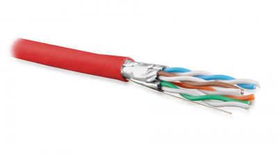 Кабель витая пара BNH, U/FTP, 4 пар., кат. 6A, проводник Ø 0,57мм, AWG23, LSZH (нг(A)-HF), 500МГц, 1м (бухта 305м), тип прокладки: внутри зданий, цвет: красный