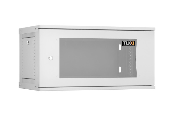 Шкаф телекоммуникационный настенный TLK Lite, 19", 6U, 303х600х350 мм (ВхШхГ), дверь: стекло, боковая панель: сплошная съемная, разборный, цвет: серый