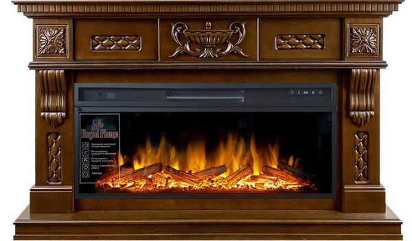Линейный электрокамин Royal Flame Corsica (темный дуб) с очагом Vision 42 LOG LED