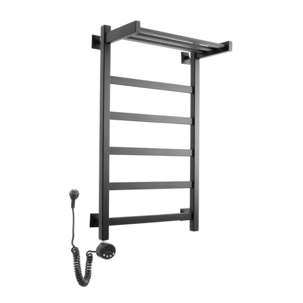 Электрический полотенцесушитель Domoterm Квадро Плюс с полкой П6 500х800 EL черный